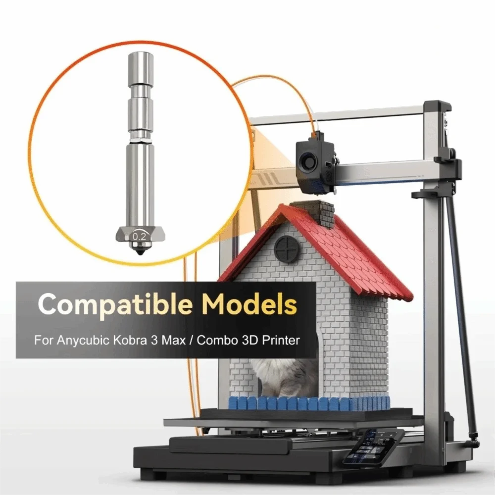

0,2 мм, 0,4 мм, 0,6 мм, 0,8 мм, сопло для 3D-печати, встроенная быстросменная головка принтера в сборе для Anycubic Kobra 3 Max Combo