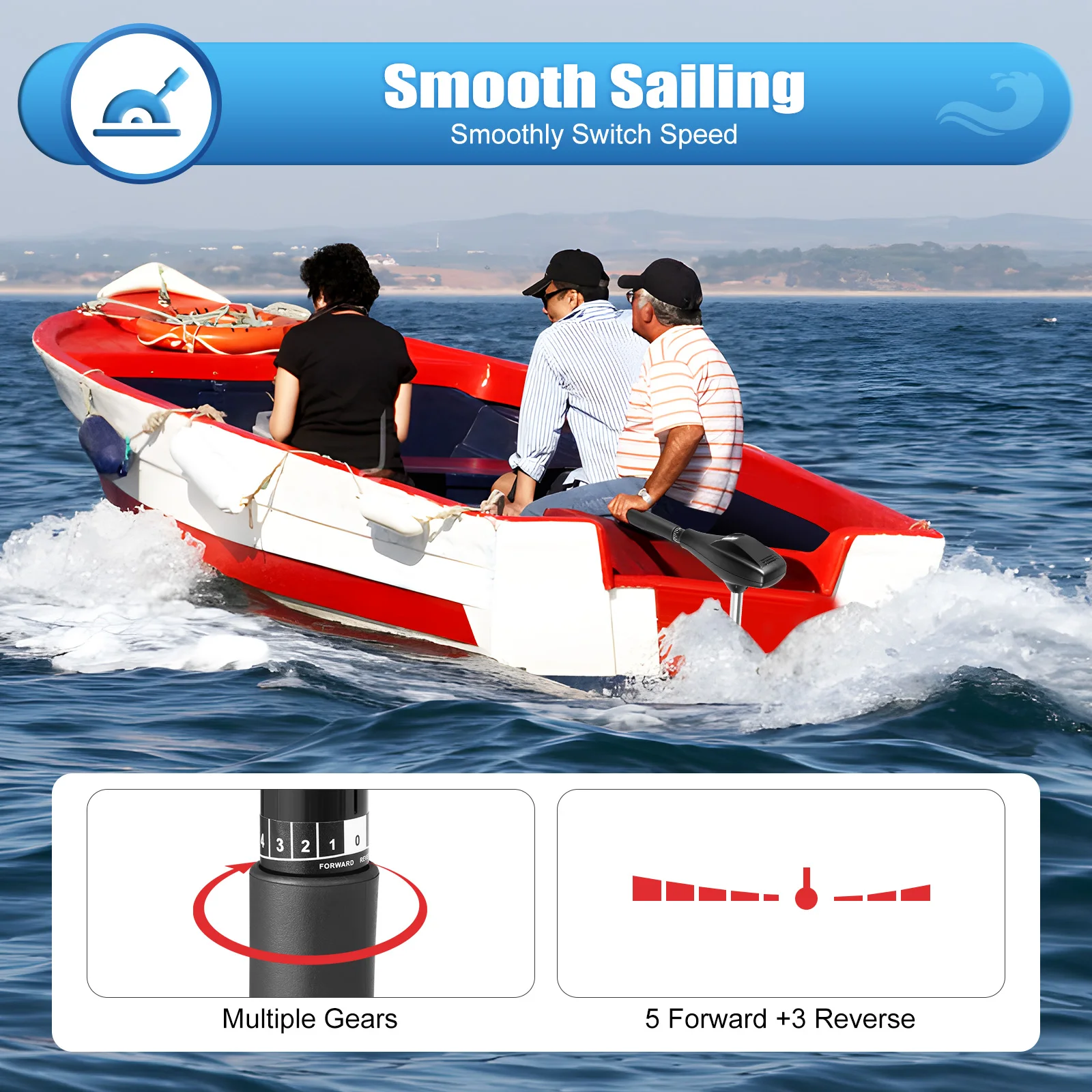 612 واط قوارب محركات خارجية كهربائية عملية صامتة 1700 دورة/دقيقة محرك خارجي كهربائي