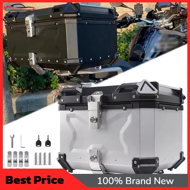 【2026】28L 36L 45L 55L 65L 80L 100L Motorcycle Tail Boxe Aluminum Alloy Trunk Top Case Luggage Black Motorbike Box For Motorcycle