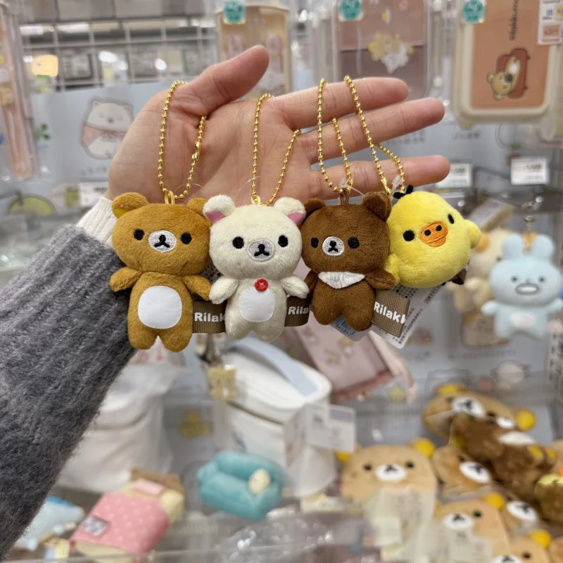 4 Style New Anime Rilakkuma Plush Keychains Backpack Small Stuffed Animals Cute Cartoon Bag Car Accessories Gifts