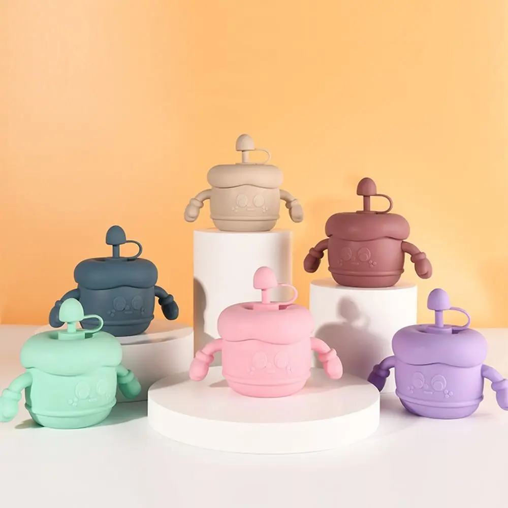 Creatieve Baby Training Cup Lekvrij Draagbare Peuters Stro Waterfles Antislipgreep met Deksel Drinkbekers met Rietjes