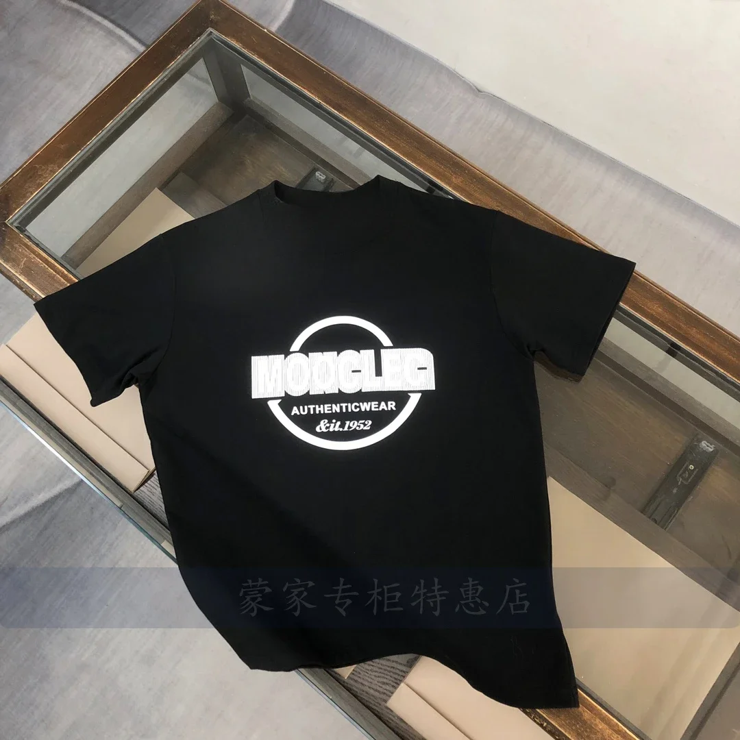 2025 نموذج جديد 25 جديد الصيف Mengjia الأصلي القياسية قصيرة حفر تي شيرت الرجال القطن الخالص رسالة مطبوعة جولة الرقبة الرجال نصف