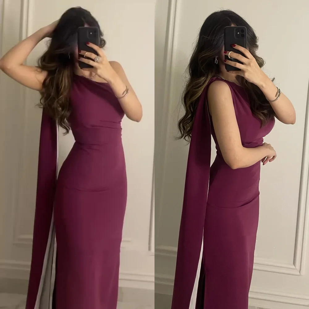 تخصيص النمط الصيني الرعوية الشيفون رايات Ruched مستقيم واحد الكتف فساتين طويلة فساتين مناسبة مخصصة جودة عالية