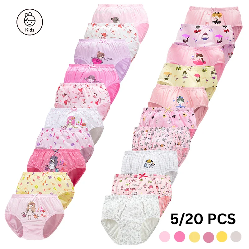 5/20 Pieces Girls Cotton Panties Beautiful Princess Ballet Character Print Children Triangle Underwear Skin-friendly Soft Briefs