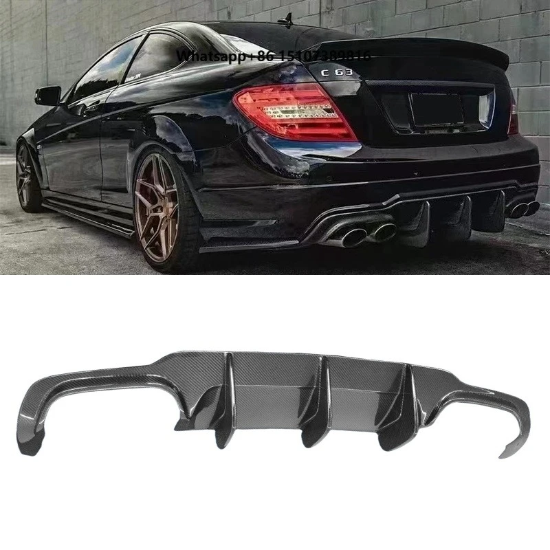 For -W204 C180 C260 C63 2007-2014 Blade Edge Style Carbon Fiber Rear Lip Rear Diffuser Bumper Lip