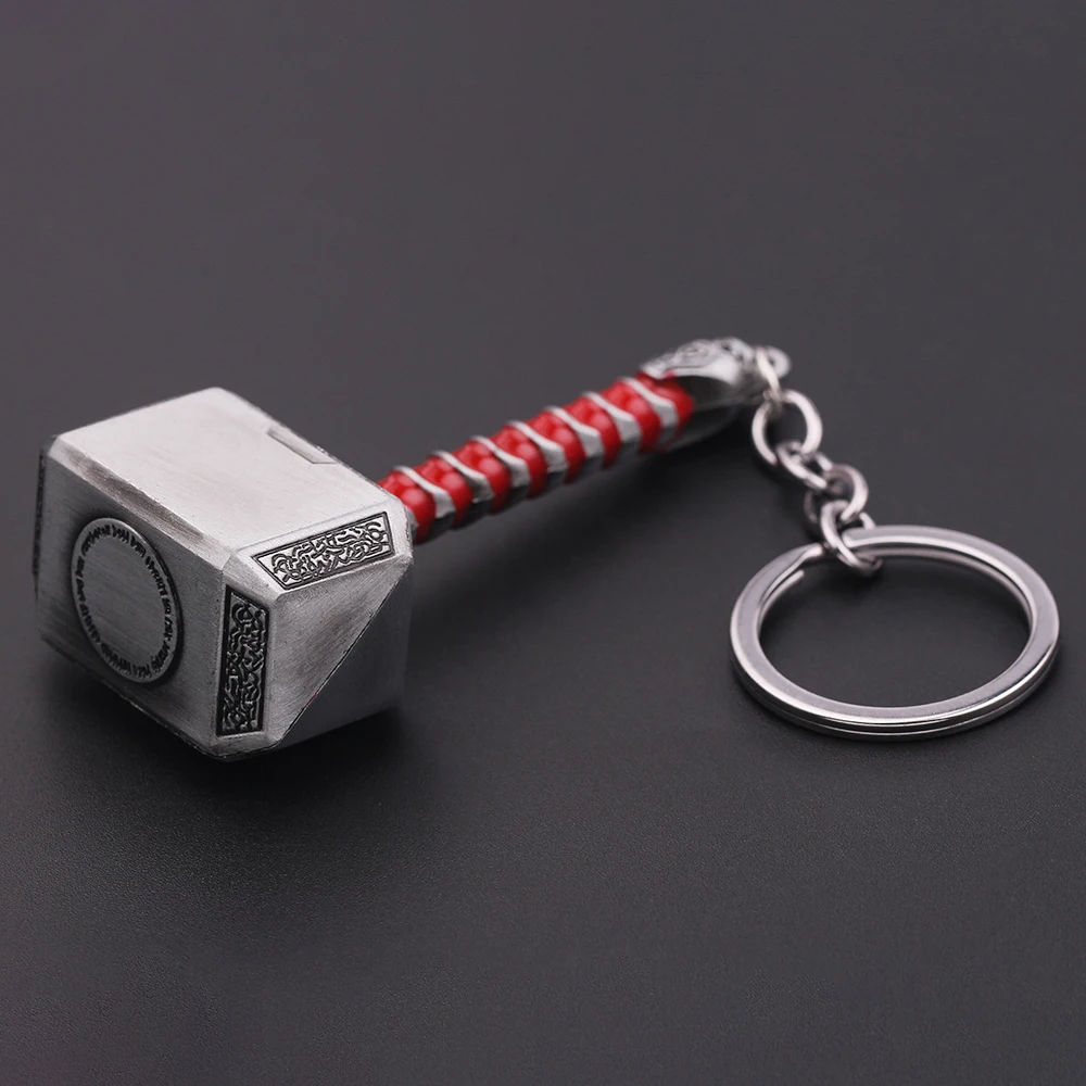 2023 Marvel The Avengers Thor Hammer Metal Key Chain Keyring Men Women Key Holder Car Keychain Accessories Toys Gift