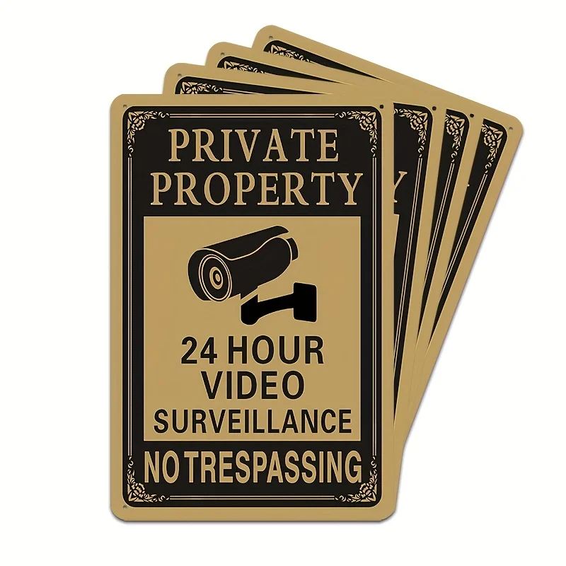 4pcs Private Property No Trespassing Metal Tin Sign - 8