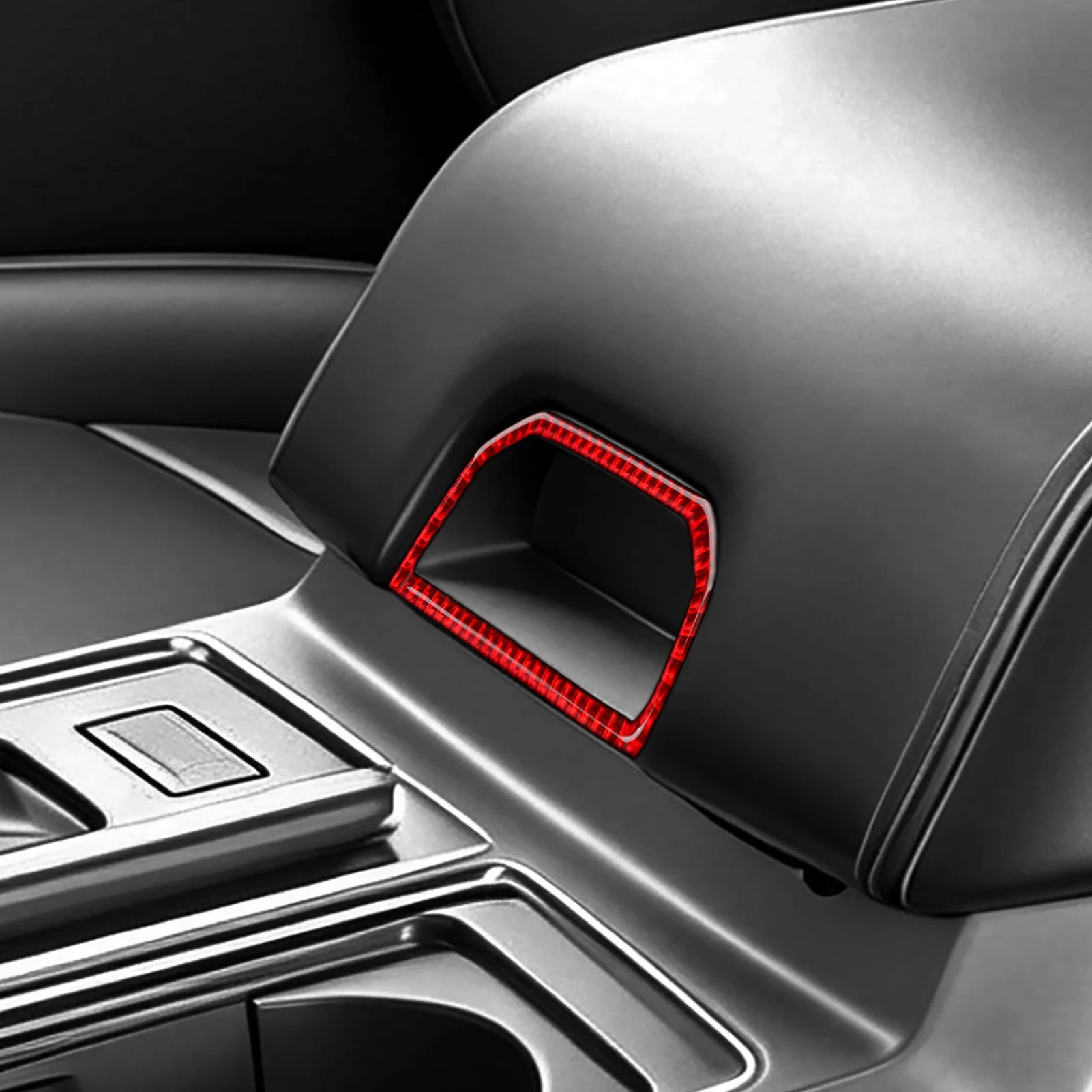 Red Carbon Fiber Interior Sticker. Car Center Console Armrest Box Switch Panel. For Ford F-150 250 350 450 550 (2015-2022) Trim.