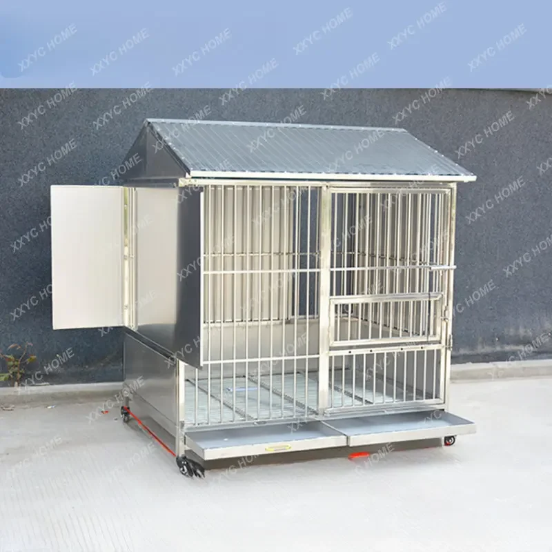 

Stainless Steel Dog Cage Medium Large Dog Outdoor Rainproof Pet Cage 304 Solid Stainless Steel Dog Crate