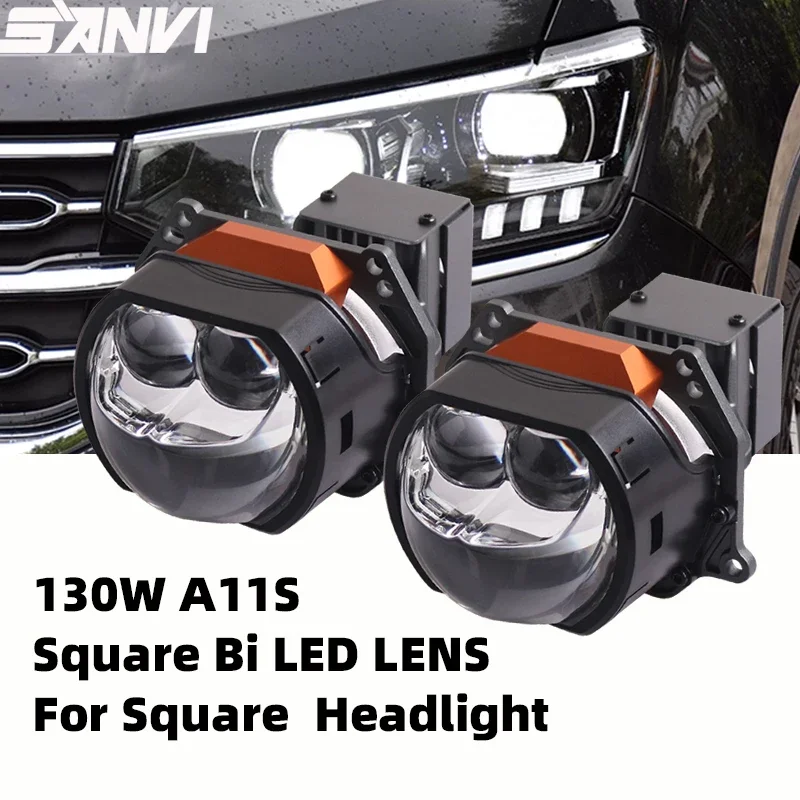 SANVI Matrix 3.0'' Hyperboloid Bi LED Lens Auto Driving Light for Square Car Lamp Upgrade 130W 47000Lux Car Light Accessories