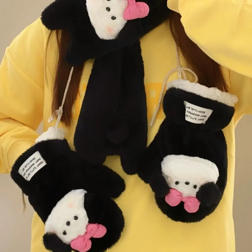 

Cute Plush Cross Scarf Cartoon Thicken Neck Warmer Cold Protection Windproof Gloves Winter