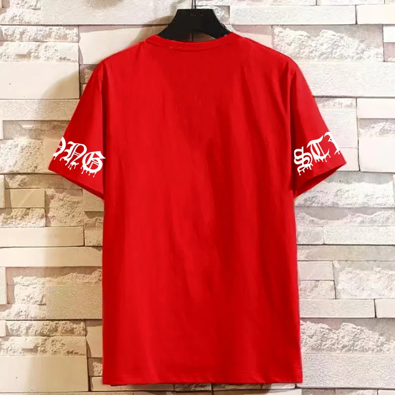 Summer new extra-large size men's casual loose Short Sleeve plus size round neck red color t-shirt 10XL 11XL 12XL 185kg