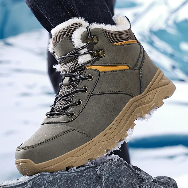 Snow Boots Men Winter Boots 2026 New Warm Boots Thick Plush Boots Hiking Boots Men Outdoor Casual Shoes Men Mountain Snow Boots