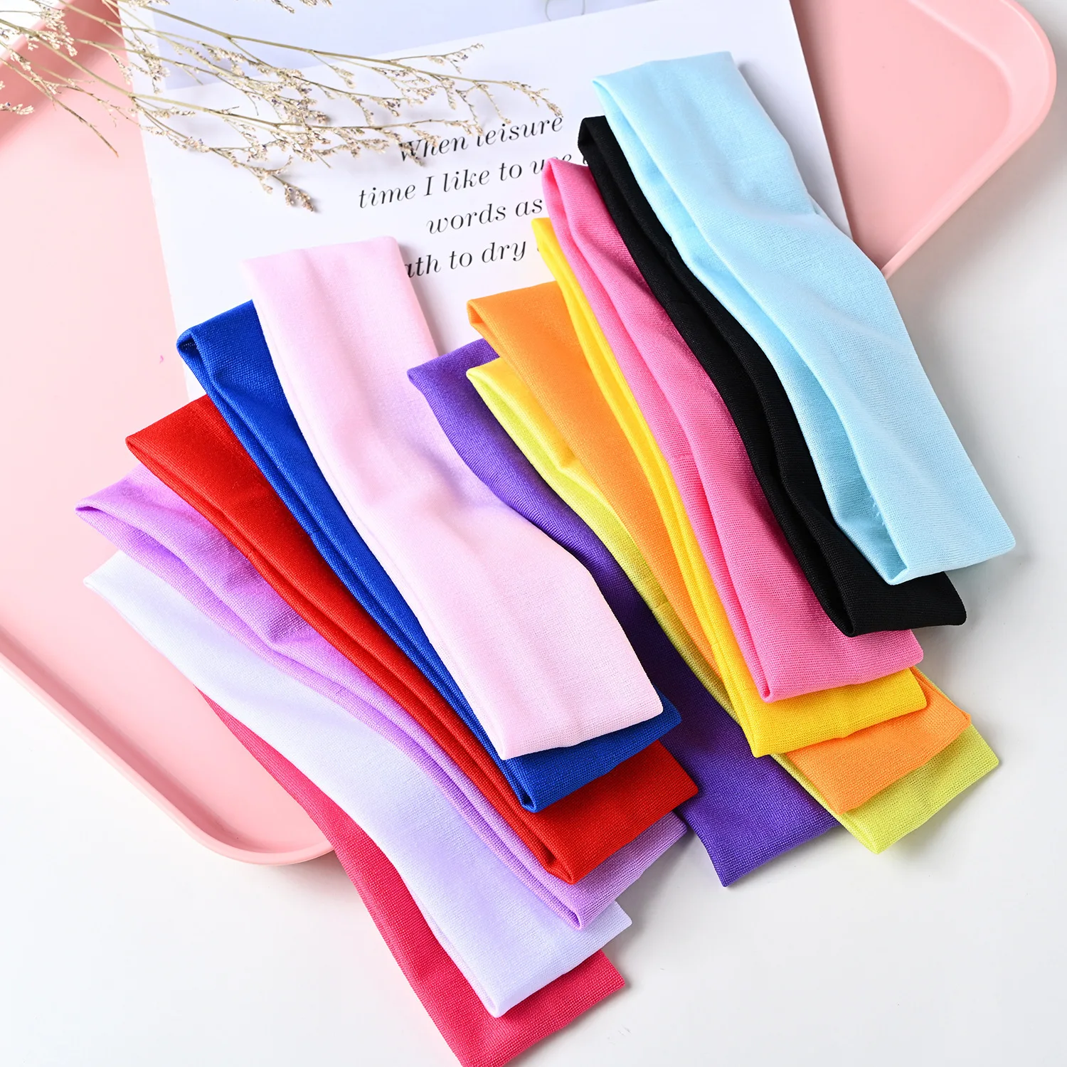 2024 Women Men Solid Running Fitness Yoga Hair Bands Gym Workout Stretch Headbands Summer Sweatband Spa Makeup Hair Accessories