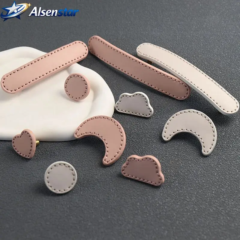 Nordic Children's Furniture Drawer Leather Handle Brass Pull Kitchen Wardrobe Cabinet Knobs Environmentally Artificial Leather