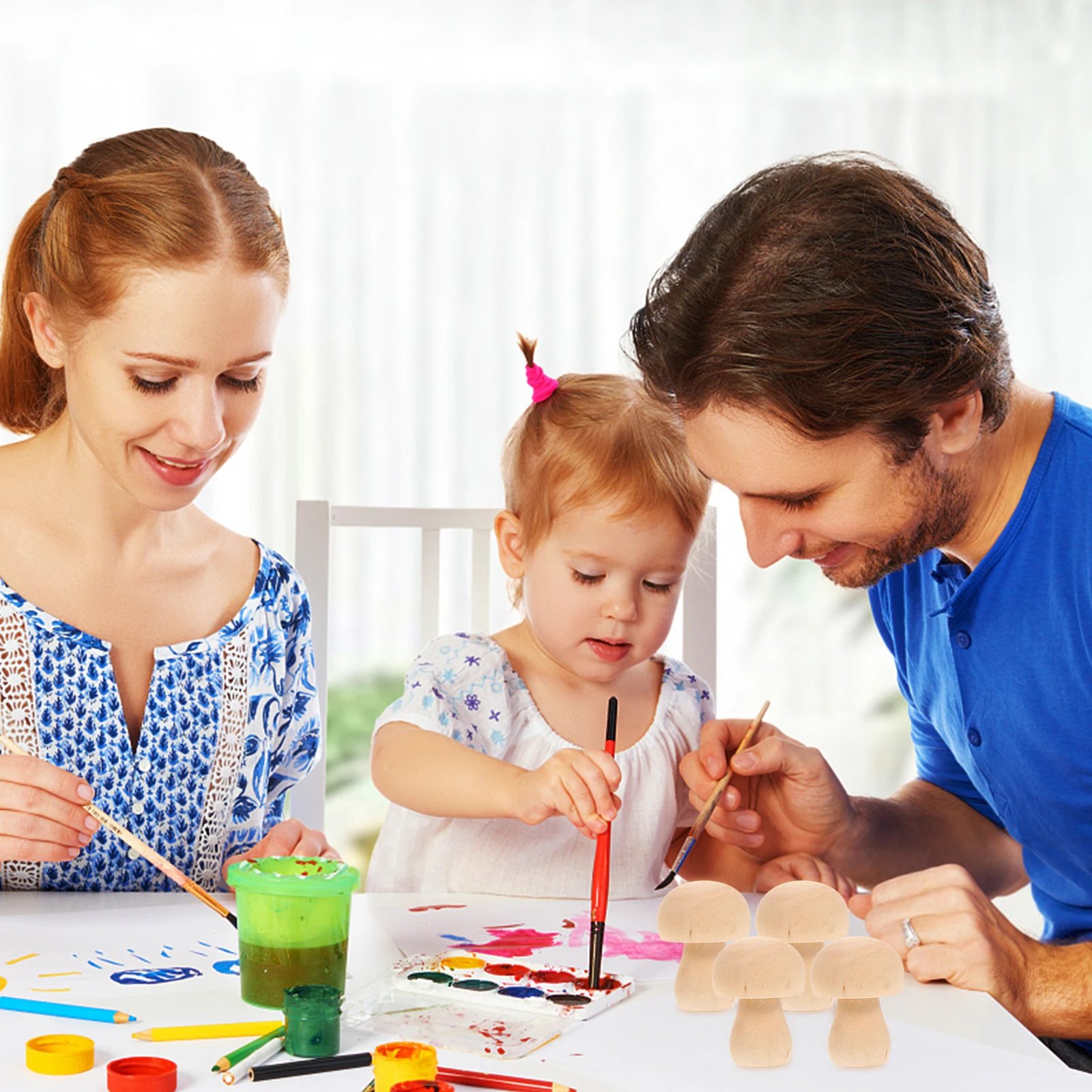 

10Pcs Wooden Mushroom Ornaments DIY Graffiti Unfinished Models Home Desktop Adornments Unfinished Mushroom Models