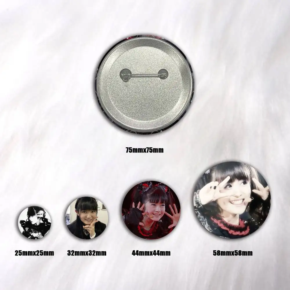 A-B-Babymetal Badge On Backpack Accessories Manga Icons Pins Round Cartoon Brooches For Clothes Bag Decor Gifts