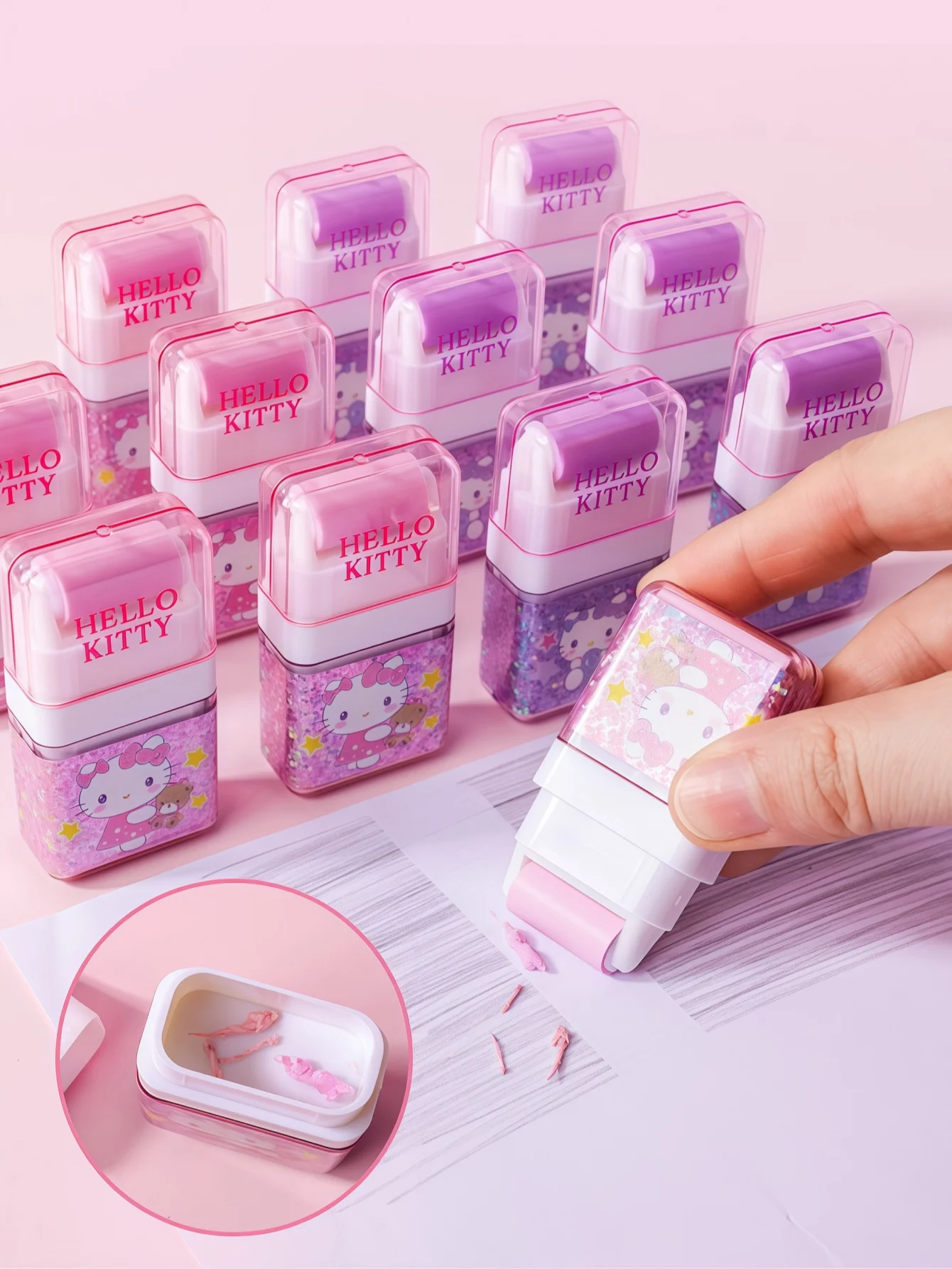 

1/2 Pcs Sanrio Hello Kitty Roller Eraser - Cute Cartoon Eraser, Must-Have for Students