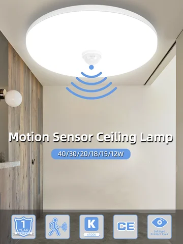 Led Ceiling Lamp With Motion Sensor 40W 30W 20W 18W 15W 12W Led Ceiling Light Fixtures For Entrance Balcony Corridor 110V 220V