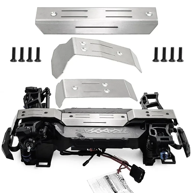 Edelstahl-Chassis vorne hinten Antikollisions-Schutzplatten Upgrade-Zubehör für Trxs Mini Maxx RC-Teile
