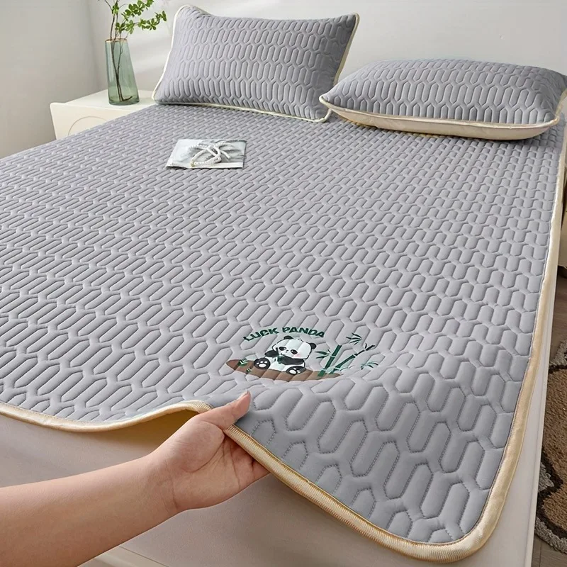 1pc Simple Summer Cool Latex Mattress Pad Cute Panda Breathable Comfortable Ideal for Hot Sleepers Nordic Home Decor