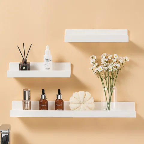 White Corner Shower Caddy No Drill Bathroom Shelf ABS Wall Mounted Shampoo Holder Storage Rack for Bathroom Kitchen Organizer