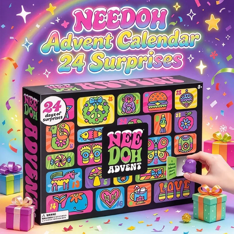2026 NeeDoh Advent Calendar 24Pcs 3D PVC Fidget Doll Christmas Countdown Calendar Surprise New Year Gift Decorative Car Ornament