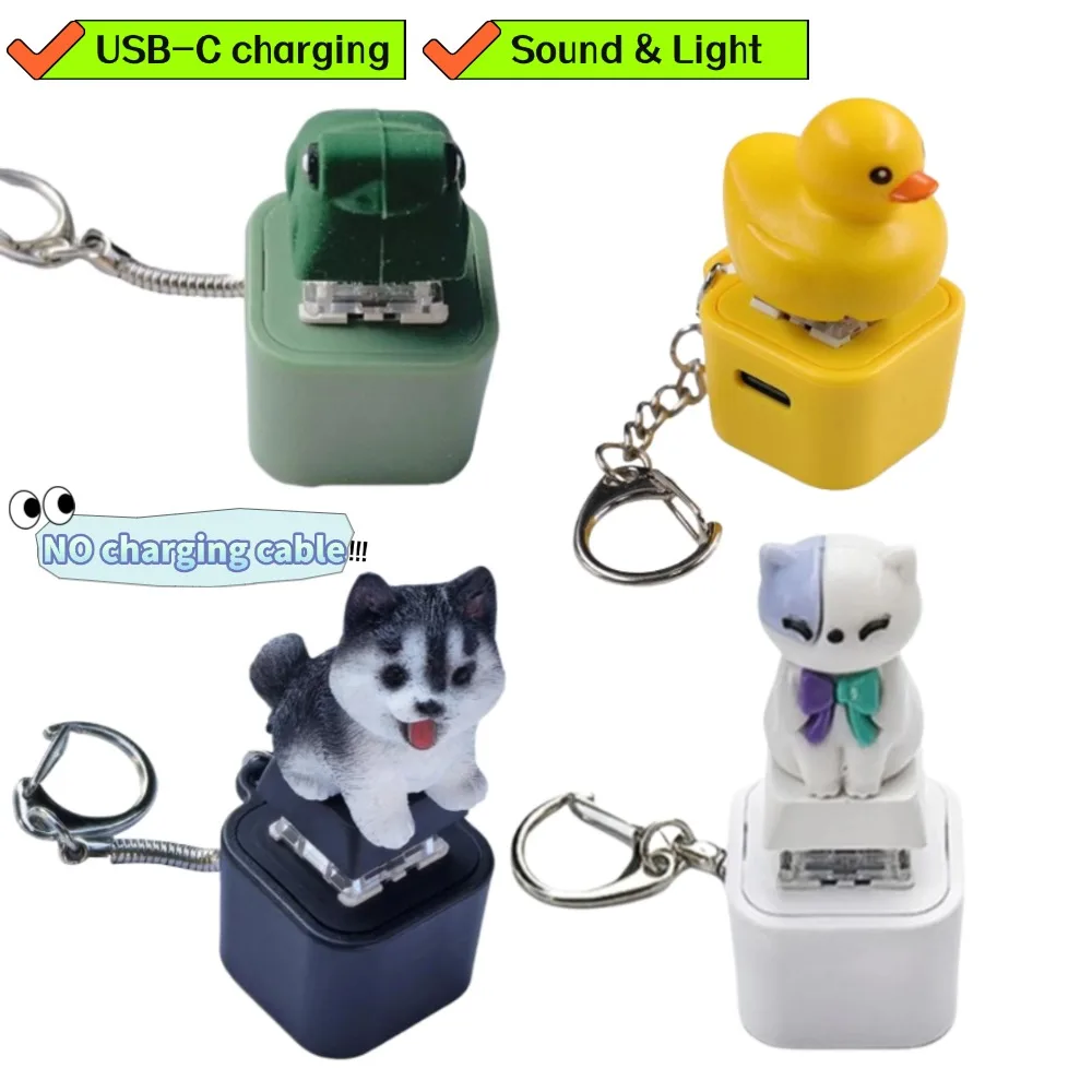 Duck Frog teclado Fidget juguetes llavero dedo botón Clicker juguetes de descompresión con luces coloridas adorno recargable