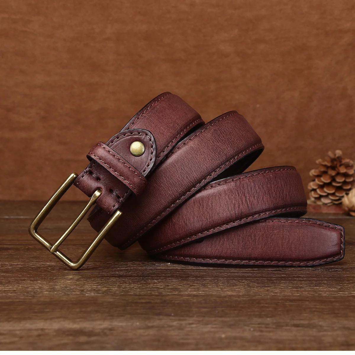 本革カジュアルメンズパンツベルトビジネスレトロ手作りトップレイヤー植物なめし純粋な牛革ベルト