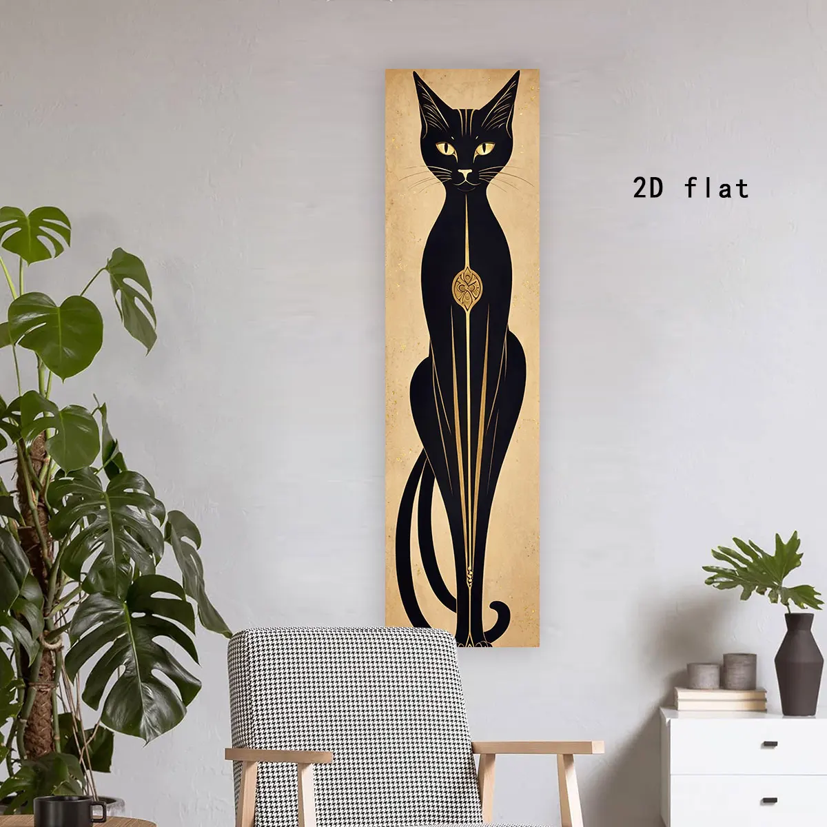 Vintage Golden Bastet Cat Vertical Tapestry Wall Hanging Witchcraft Black Cat Art Tapestry with Celtic Symbols Tapestries Decor