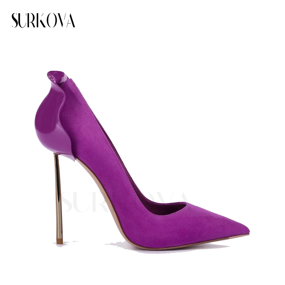 Solid Color Stilettos Pumps for Women Fashion Catwalk Shoes with Petal Design Women's Pointed Toe Shallow Slip On High Heels New