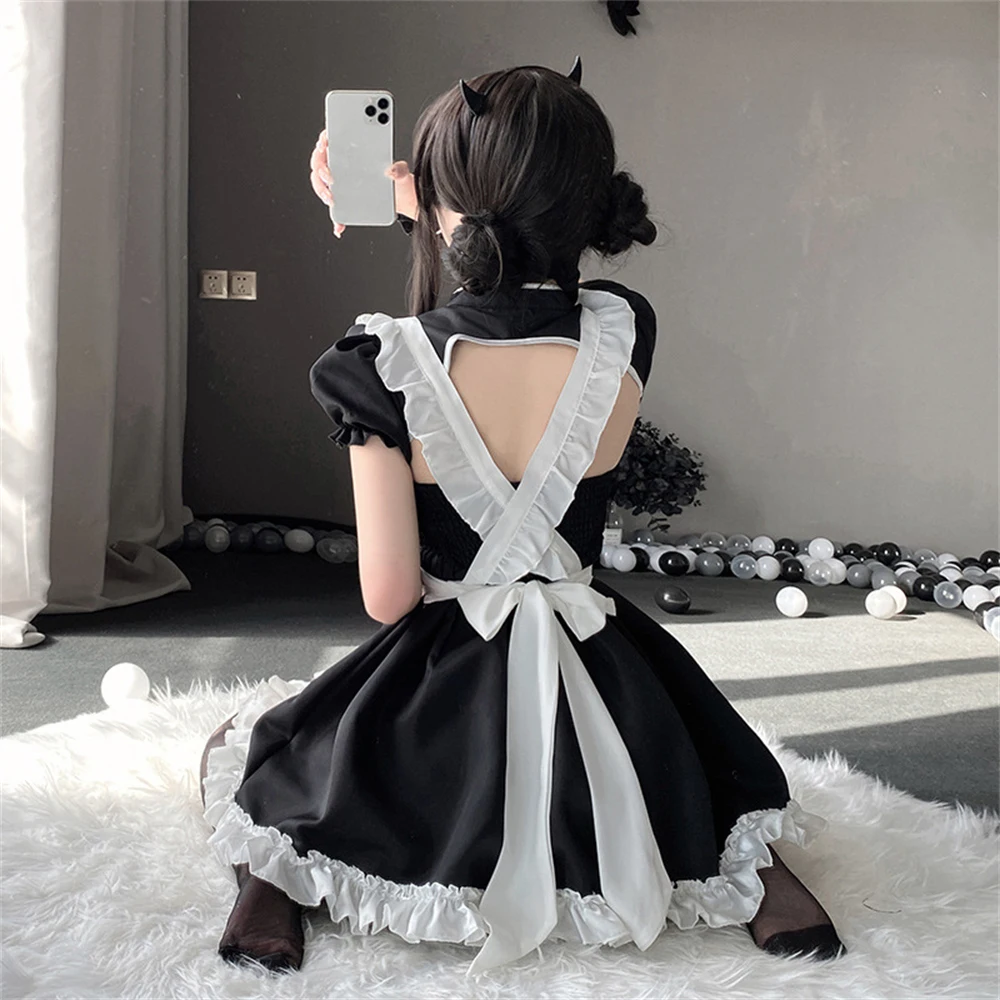 Robe de femme de chambre traditionnelle de style chinois, uniforme de cosplay anime Lolita, serveuse de restaurant, jolie fête, costume de jeu ply imbibé