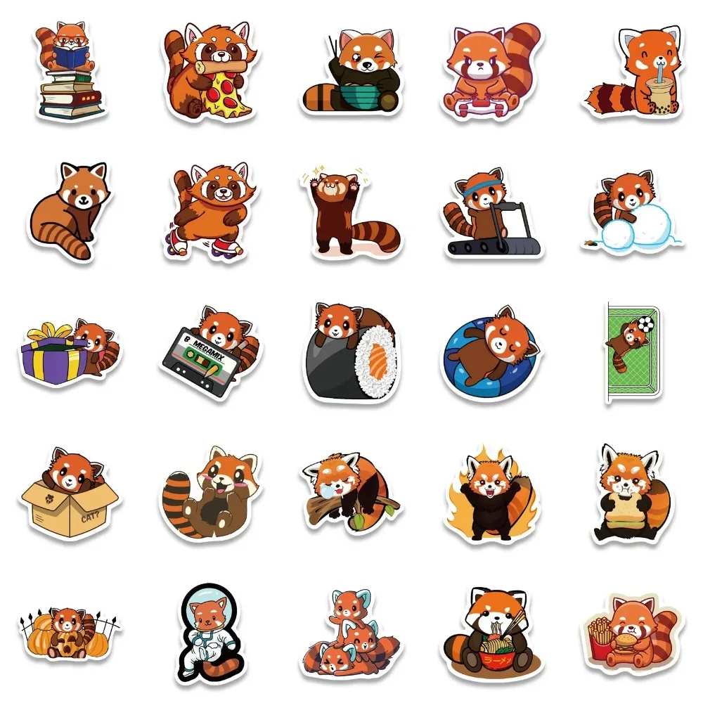 50PCS Cartoon Cute Red Panda Sticker Graffiti IPad Luggage Car Water Cup  Guitar DIY Notebook Helmet Decoration