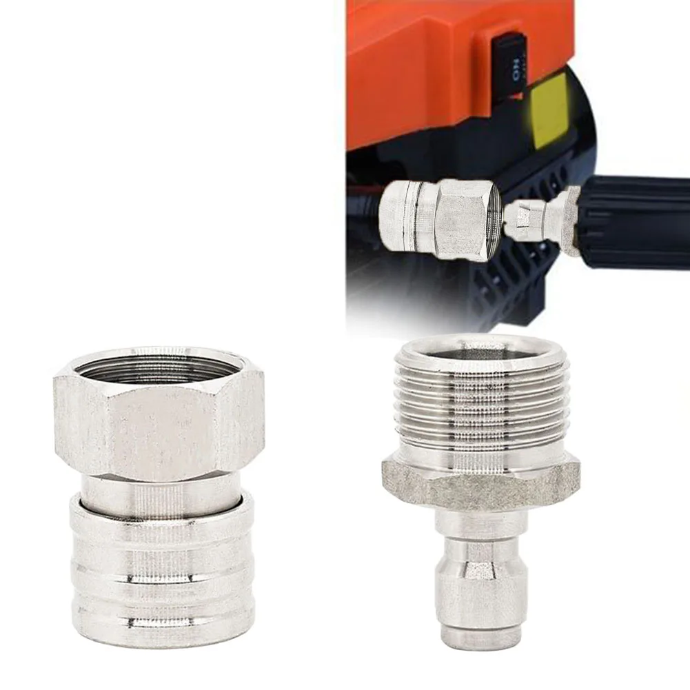 Quick Connector for Pressure Washer Stainless Steel 22x1.5mm Male Female Fittings Garden Car Washing Outdoor Use