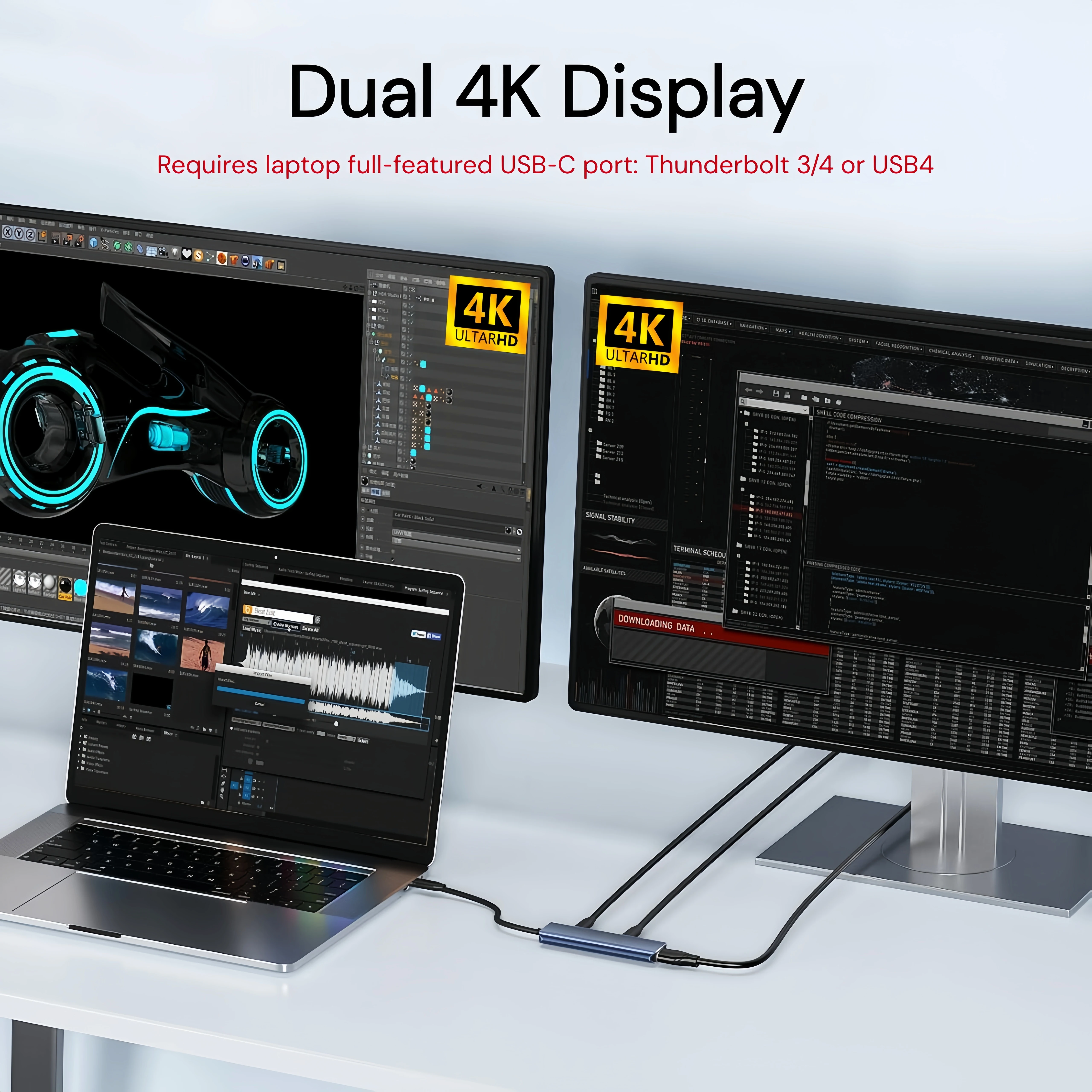 Hub USB C con HDMI 4K 60Hz, mo - Docking Station Dual Monitor Dp Hdmi reseña y precio