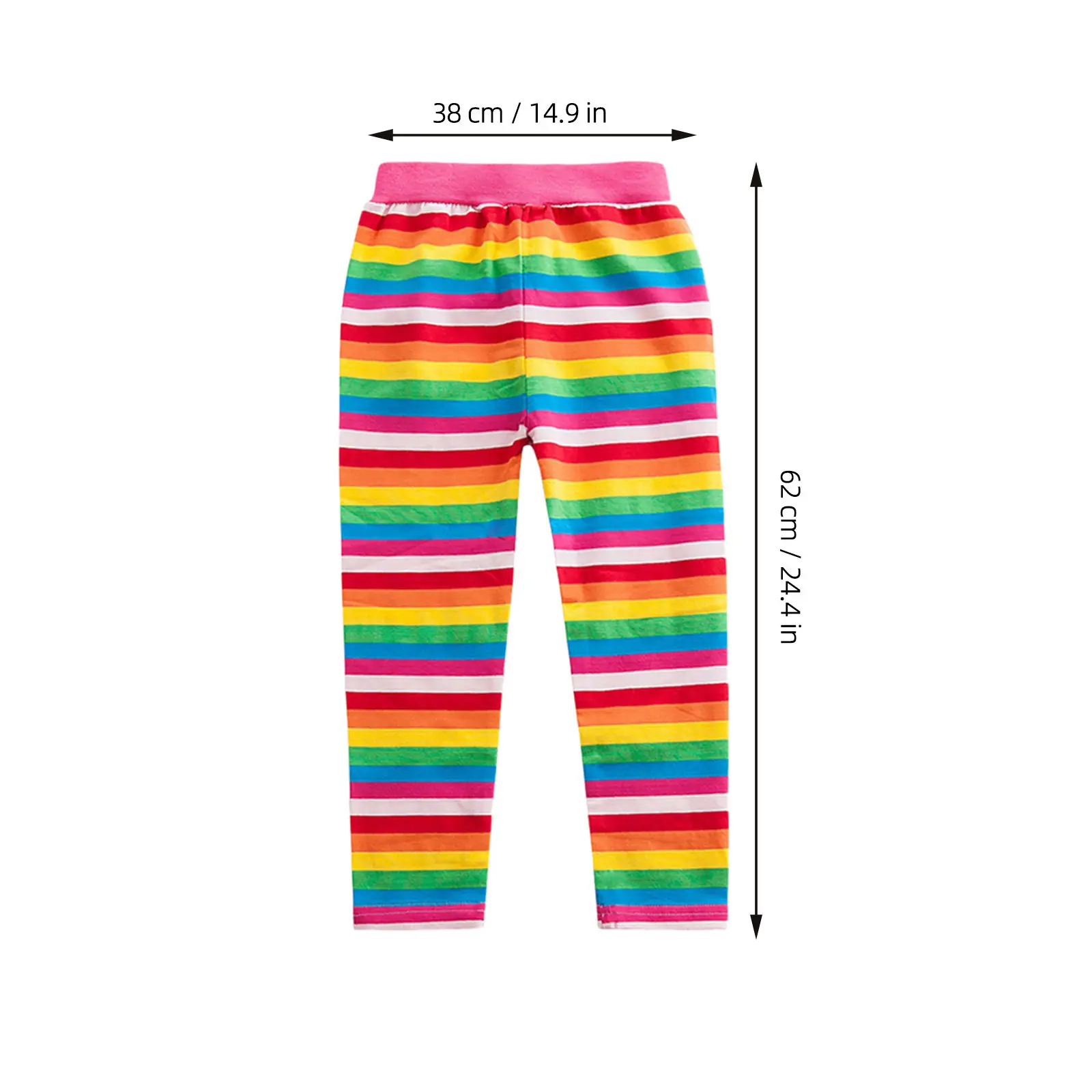 Girls Rainbow Leggings Premium Cotton Stretchy Smooth Tight Pants Comfortable Spring Fall Wear Ideal with Dresses Skirts