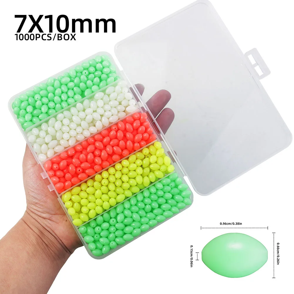 Diamond Shaped Beads Glow Fishing Beads Customizable Tackle 7x10mm Size Plastic Material Convenient Storage Box