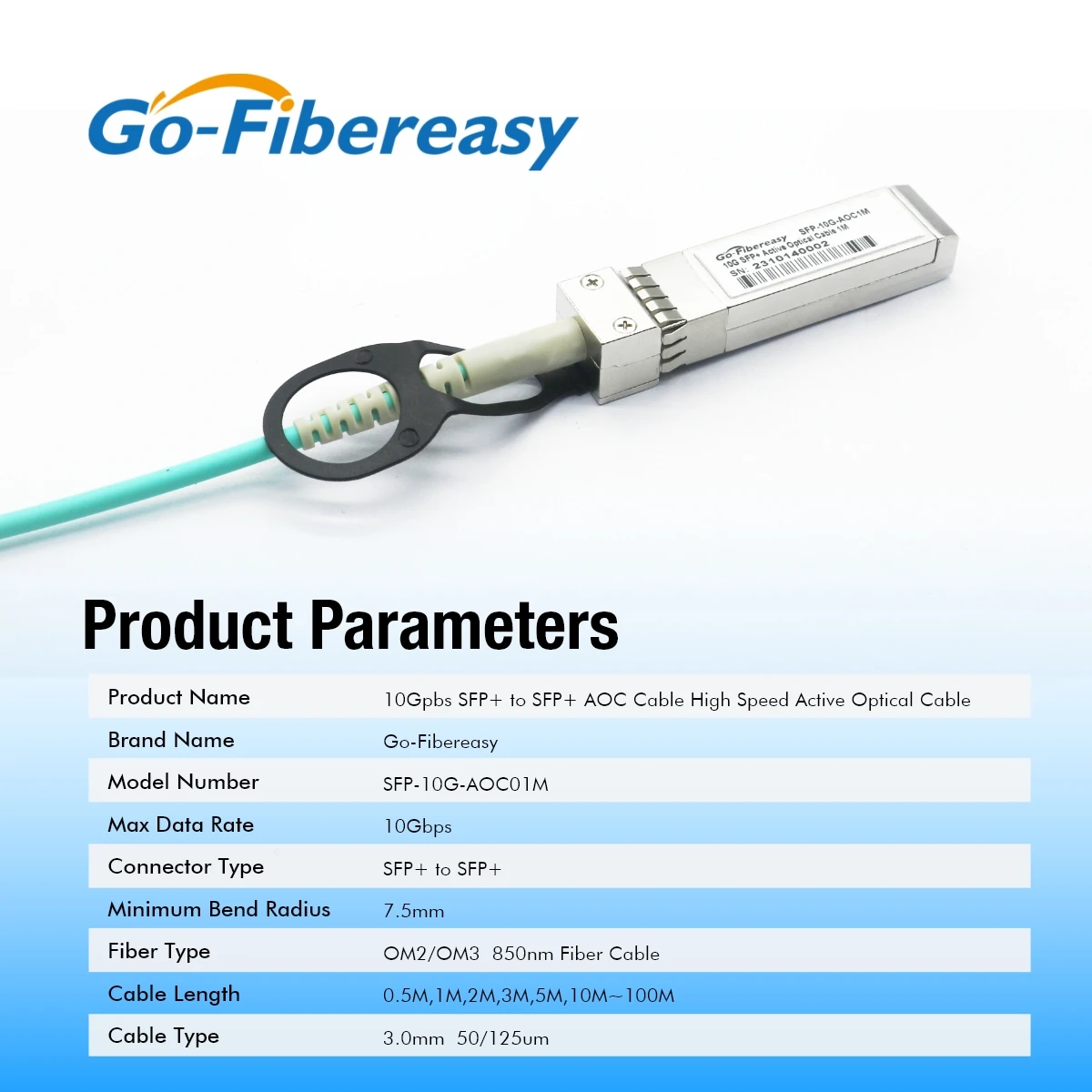 SFP Cable 10Gb AOC 1m,2m~100m SFP+ to SFP+ Active Optical Cables For MikroTik,Ubiquiti,Dell,Netgear,HW....Fiber Switch/Equipment