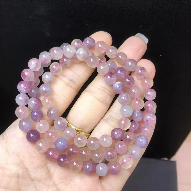 

7MM Natural Plum Blossom Tourmaline Triple Circle Bracelet Gemstone For Women Healing Fengshui Bohemia Holiday Gift 1PCS