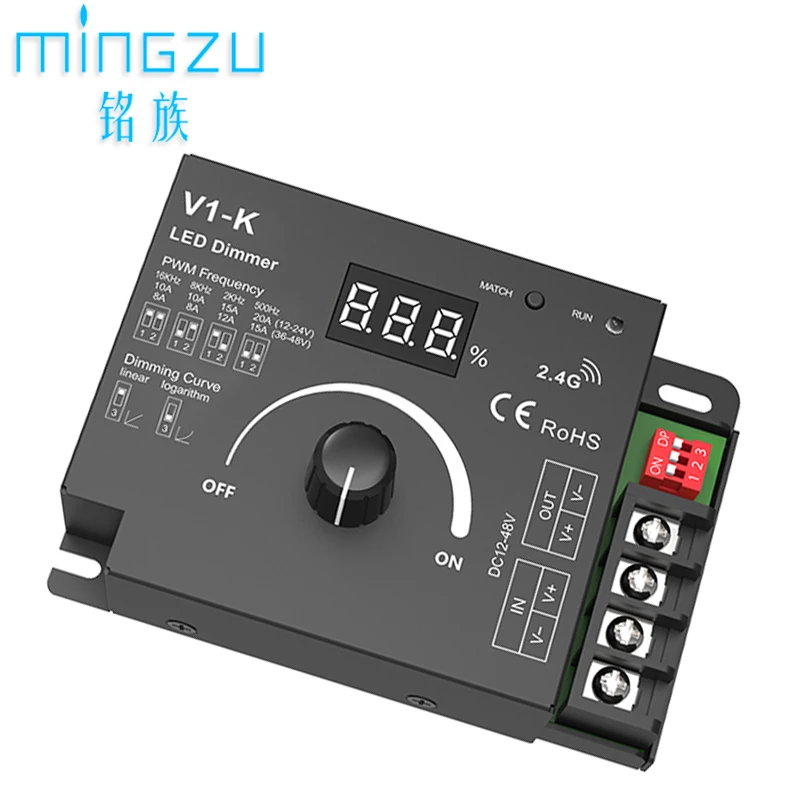 LED controller V1-K DC12V or 24V Manual knob dimmer controller LED strip light Single color Brightness adjustment switch control
