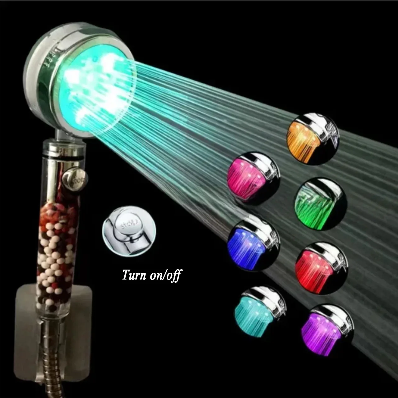 

LED 3/7 Colors Temperature Control Colorful Spray Nozzle Automatically Color-Changing LED Light Shower Water Saving Shower Head