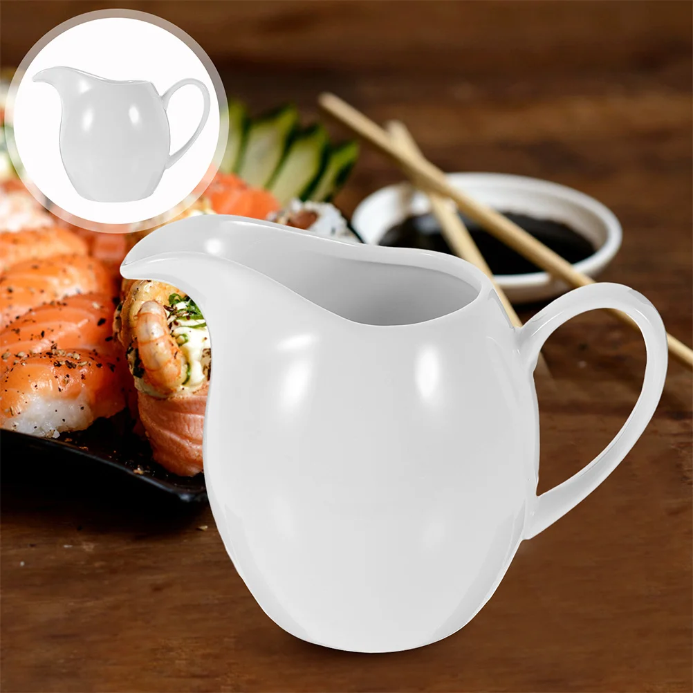 

2Pcs Ceramic Milk Pitcher Porcelain Creamer Pitcher White Stain Resistant Sauce Pourer for Coffee Tea Dining Table
