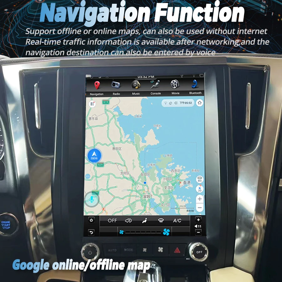 Android 13 untuk Toyota Alphard 30 2015 -2019 VELLFIRE Layar Sentuh 12 Inci Stereo Mobil GPS CarPlay Pemutar Video Multimedia HeadUnit