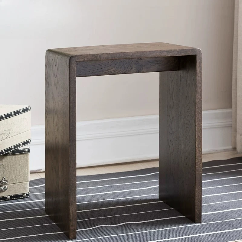 

Japanese Vanity Stool Solid FAS Grade North American Oak Square Bench Mortise Tenon Joint Stable Walnut Hue Home Furniture