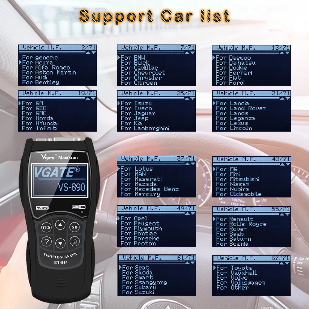 Newest OBD2 Scanner Maxiscan Vgate VS890 OBD Engine Fault Code Reader Analyzer ODB2 EOBD JOBD Car Diagnostic Scanner VS-890 - view 5