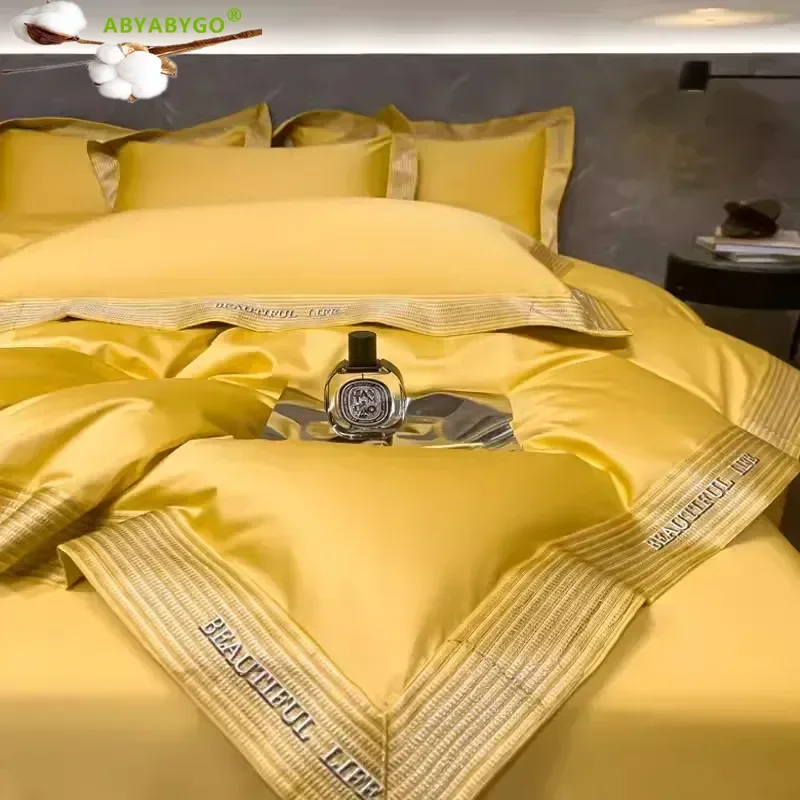 High End Hotels Bedding Set Luxury High-density 1200TC Long Staple Cotton Embroidery Duvet Cover Set Bed Sheets and Pillowcases