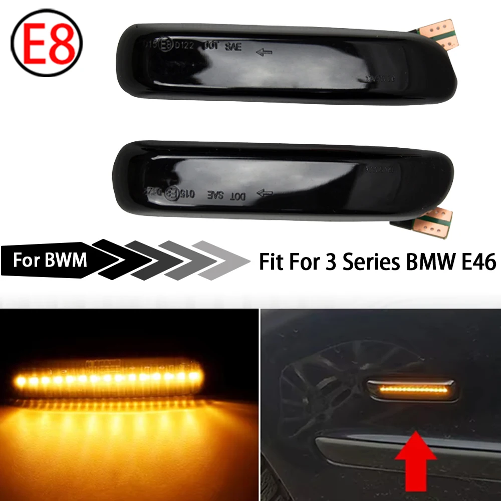 For BMW E46 3 Series Limousine Coupe Compact Cabriolet Touring LED Car Turn Signal Side Marker Flowing Dynamic Blinker Light