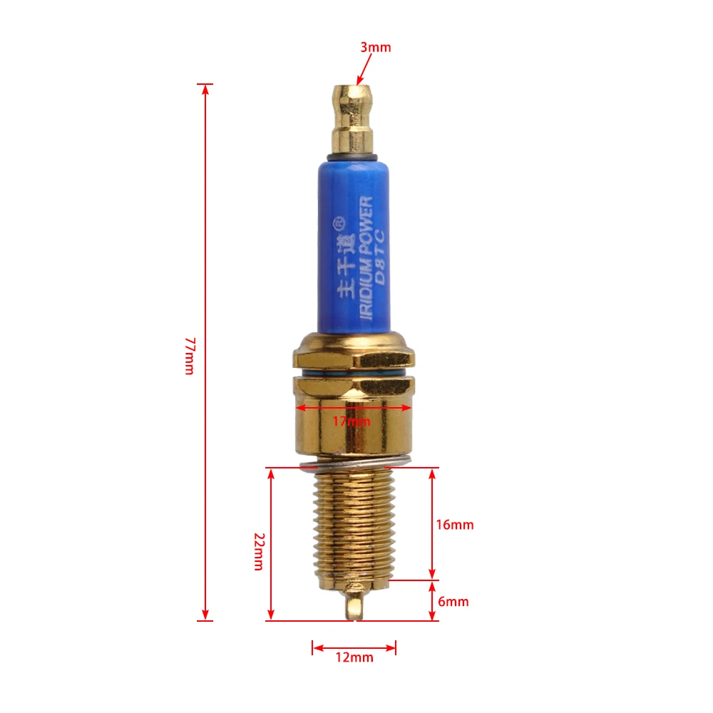 Motorcycle Iridium Spark Plug D8TC Kart High Quality Bright Yellow Spark Plug Alloy Dirt Spark Plug Scooter For CG 125