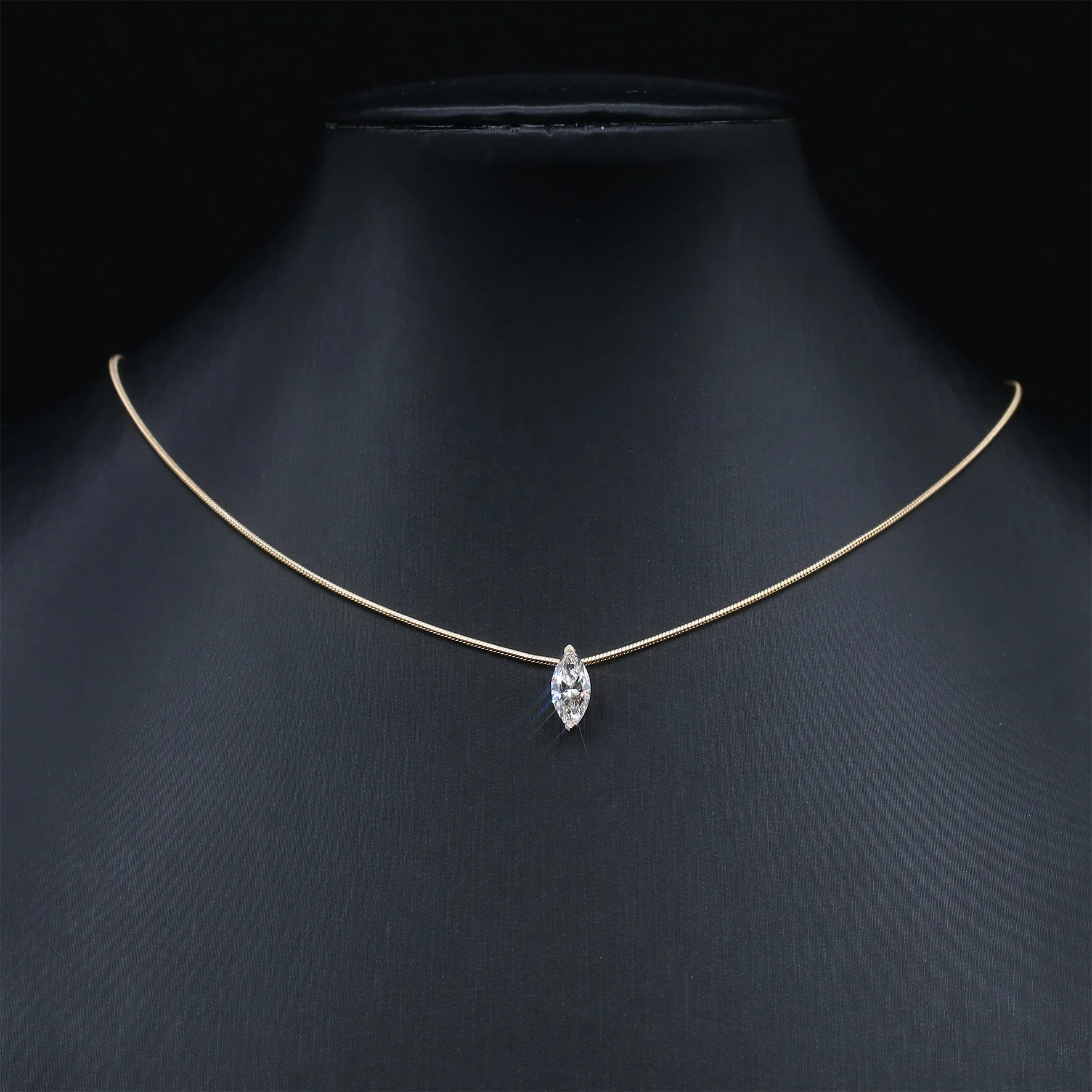 Provence Marquise cut Pendant Necklace 18KGold IGI E/VS1 Lab Diamonds Simple Necklace Snake Chain for Women Personalized Custom