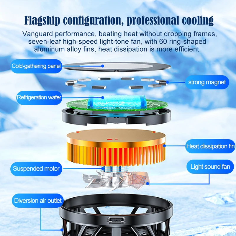 Magnetic Portable Cooler For Mobile Phone Radiator Cooling Fan For Mobile Processor Cooler Cell Cooling Cooler Fan Games